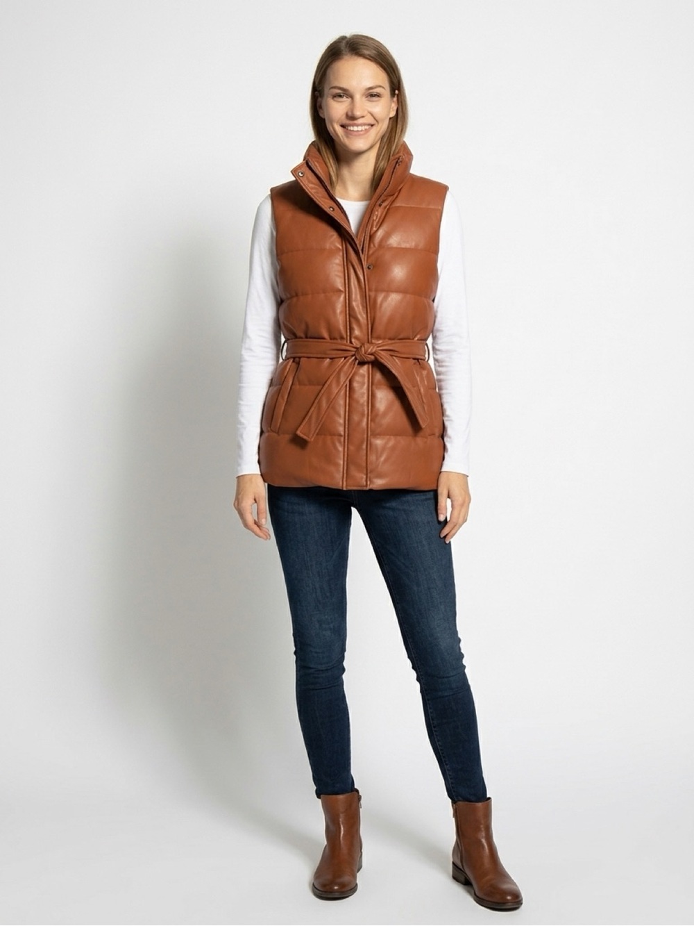 Levi's Tan Quilted Belted Puffer Vest
